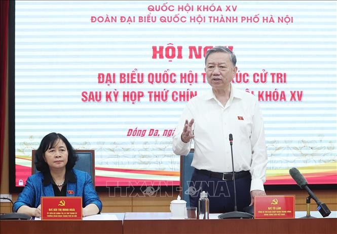 l secretario general del Partido Comunista de Vietnam, To Lam, habla en el evento (Fuente: VNA)