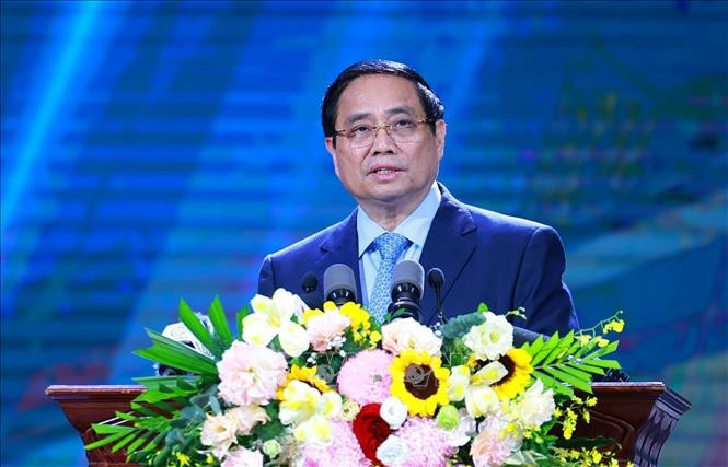 El primer ministro de Vietnam, Pham Minh Chinh, habla en el evento (Fuente: VNA)
