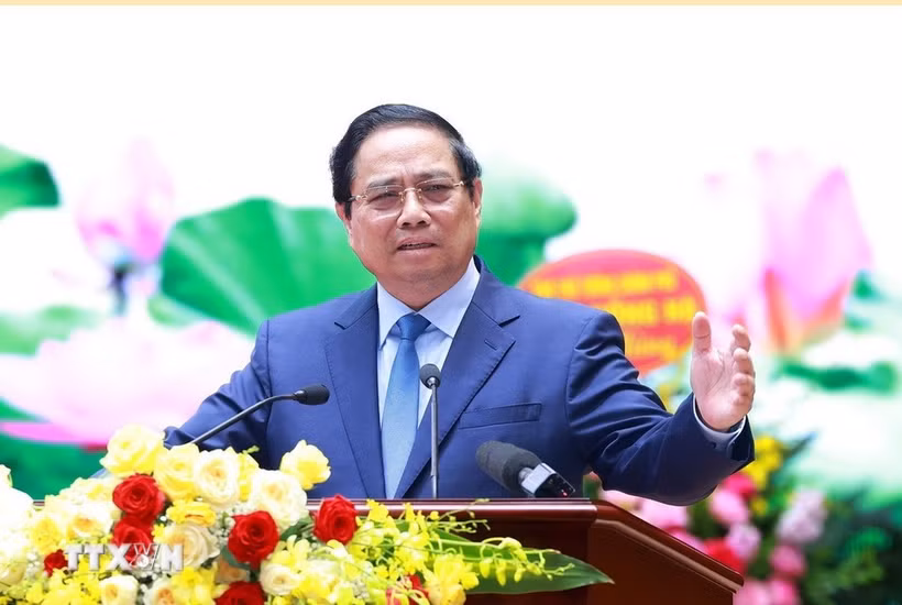 El primer ministro Pham Minh Chinh habla en el evento (Fuente: VNA)