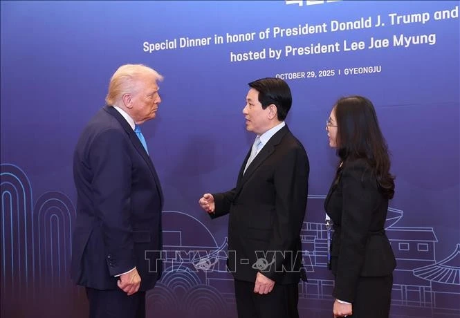 El presidente de Vietnam, Luong Cuong, y su homólogo estadounidense, Donald Trump. (Foto: VNA)