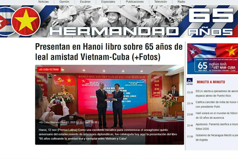 El sitio web de Prensa Latina lanza la columna «Cuba-Vietnam: 65 años de hermandad». (Foto: VNA)