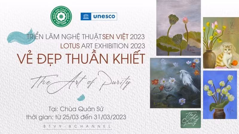 Exposición de pinturas sobre loto difunde valores del budismo ảnh 1