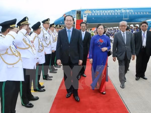 Presidente de Vietnam inicia oficialmente visita estatal a Camboya. ảnh 1