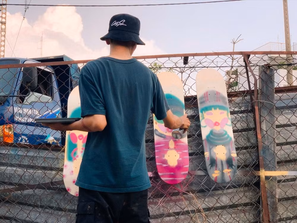 Organizan primera exposición sobre arte de patineta en Vietnam ảnh 1