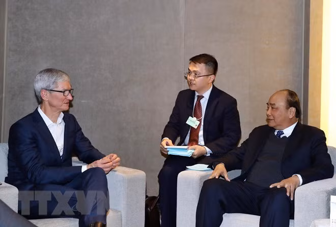 Recibe primer ministro vietnamita a ejecutivos de grupos multinacionales en Davos ảnh 1