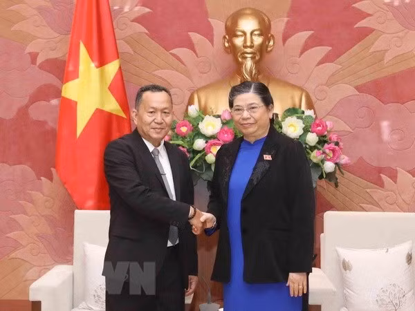 Pide vicepresidenta del Parlamento de Vietnam impulsar nexos entre las agencias de noticias de su país y Laos ảnh 1
