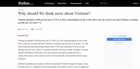 Versión Forbes en Israel destaca logros socioeconómicos vietnamitas ảnh 1