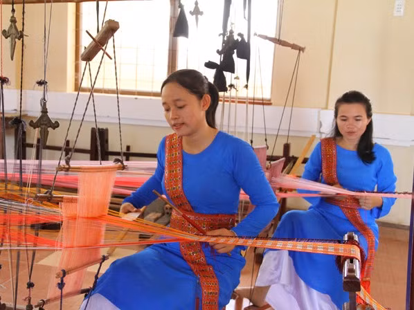 Artesanos de Ninh Thuan intentan recuperar antiguos brocados de la etnia Cham ảnh 1