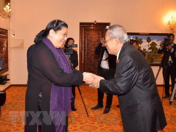 Vicepresidenta del Parlamento de Vietnam recibida por dirigentes camboyanos ảnh 1