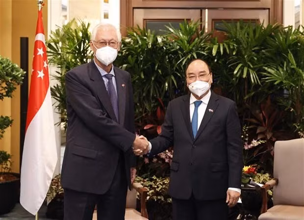 Presidente de Vietnam continúa su visita en Singapur con amplia agenda de encuentros ảnh 1