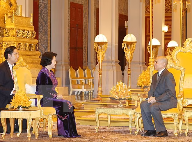 Presidenta de parlamento vietnamita se entrevista con rey camboyano ảnh 1