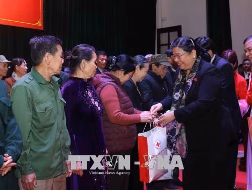 Dirigente parlamentaria entrega regalos a familias de pocos recursos en ocasión del Tet ảnh 1