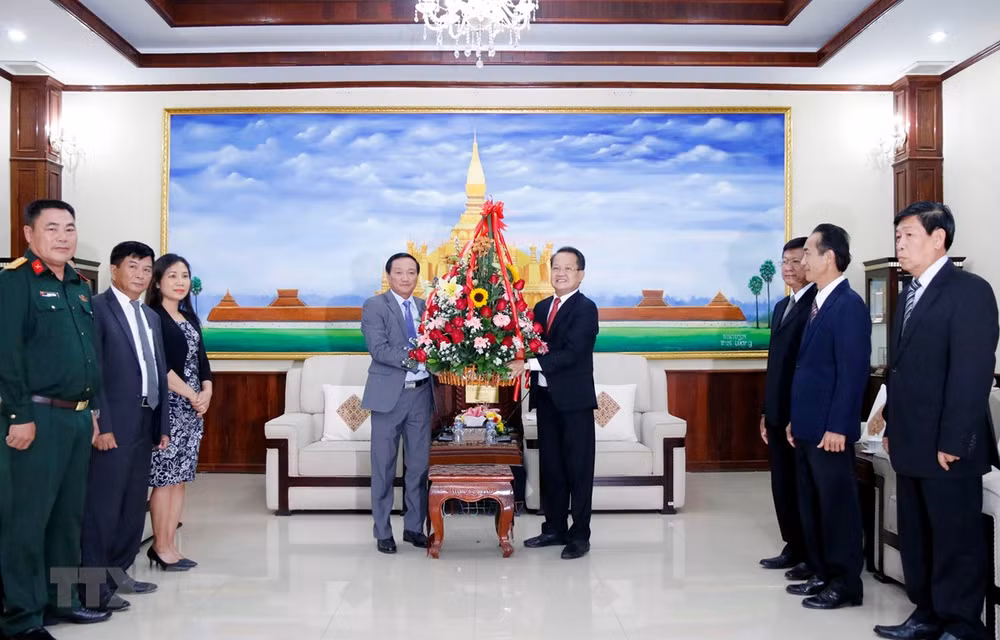 Vietnam felicita al Partido Popular Revolucionario de Laos por el 66 aniversario de su fundación ảnh 1