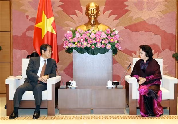 Presidenta de Asamblea Nacional de Vietnam recibe al embajador saliente japonés ảnh 1