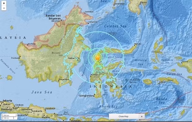 Sacude sismo de magnitud cinco provincia indonesia de Sulawesi ảnh 1