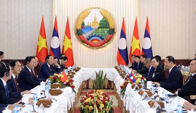 Presidente de Vietnam concluye su visita oficial a Laos ảnh 1