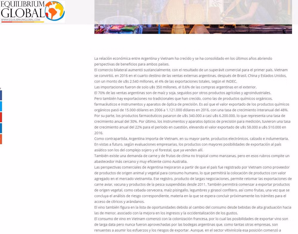 Prensa argentina destaca logros económicos de Vietnam ảnh 1