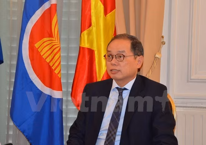 Embajador vietnamita recibe insignia de localidad francesa ảnh 1