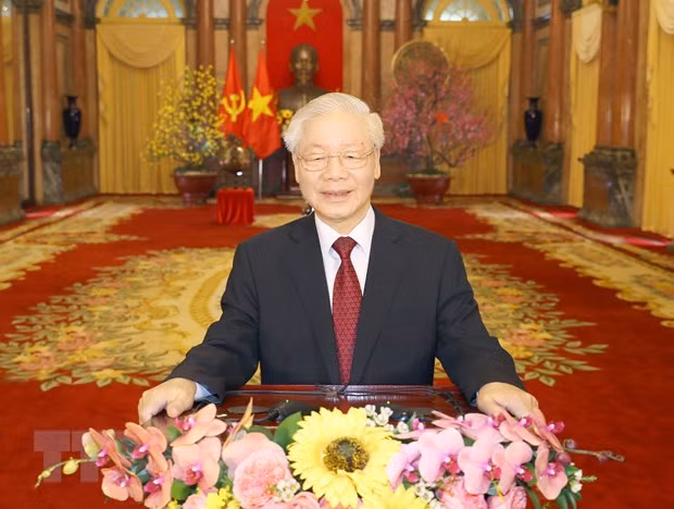 Líderes y amigos internacionales siguen felicitando al máximo dirigente de Vietnam ảnh 1