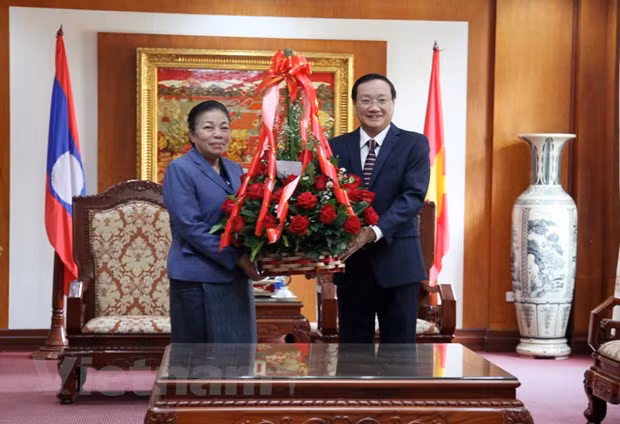 Alta funcionaria de Laos destaca el papel del Partido Comunista de Vietnam ảnh 1