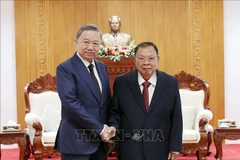 El presidente To Lam y el exsecretario general del PPRL y expresidente de Laos, Laos Bounnhang Vorachith. (Foto: VNA)