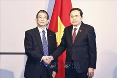 El presidente de la Asamblea Nacional, Tran Thanh Man, y el presidente de la Asociación de Amistad Nagasaki-Vietnam, Tomioka Tsutomu. (Foto: VNA)