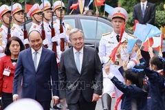 Efectúan ceremonia de bienvenida al secretario general de ONU