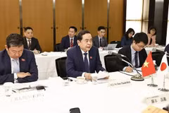 El presidente de la Asamblea Nacional de Vietnam, Tran Thanh Man, habla en el encuentro (Foto: VNA)