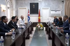 Nguyen Van Tien, vicepresidente del Tribunal Supremo Popular de Vietnam, en el encuentro con el presidente del Tribunal Supremo Popular de Cuba, Rubén Remigio Ferro (Fuente:VNA)