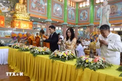 La viceministra de Relaciones Exteriores de Vietnam Le Thi Thu Hang y los delegados en el evento. (Fuente:VNA)