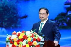 El primer ministro Pham Minh Chinh habla en el evento. (Fuente:VNA)
