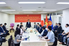 El ministro de Relaciones Exteriores de Vietnam, Bui Thanh Son, habla en el encuentro con intelectuales connacionales residentes en Japón. (Fuente:VNA)