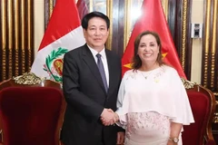 La presidenta de Perú, Dina Ercilia Boluarte Zegarra, y su homólogo vietnamita, Luong Cuong. (Fuente: VNA)