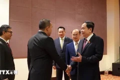 El vicepresidente permanente de la Asamblea Nacional de Vietnam, Tran Thanh Man (actual presidente), recibió a los jefes de delegaciones participantes en la 14 Conferencia del Grupo Asesor de la AIPA (AIPA Caucus 14), desarrollada en julio de 2023 en la isla de Phu Quoc. (Fuente:VNA)