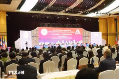 Escenario de la ceremonia de clausura de la AIPA-45 (Fuente: VNA)
