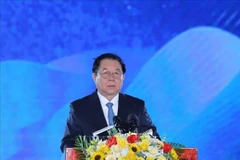 El miembro del Buró Político, secretario del Comité Central del Partido Comunista de Vietnam (PCV) y jefe de su Comisión de Información y Educación, Nguyen Trong Nghia, habló en el evento (Fuente: VNA)
