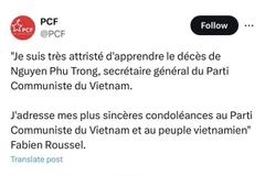 Líderes de partidos comunistas y de izquierda elogian dedicación del máximo dirigente vietnamita