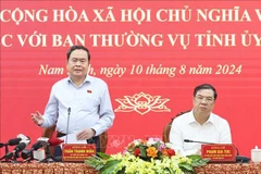 El presidente de la Asamblea Nacional, Tran Thanh Man, en la reunión (Fuente: VNA)