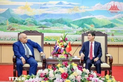 En el encuentro entre el embajador de La Habana en Vietnam, Orlando Nicolás Hernández Guillén y el secretario del comité partidista en la provincia de Vinh Phuc, Duong Van An (Fuente: VNA)