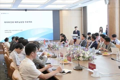 En la sesión de trabajo entre la delegación surcoreana y los líderes de la provincia de Thai Binh (Foto: VNA)
