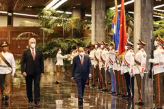 Presidente cubano da la bienvenida a su par vietnamita Nguyen Xuan Phuc