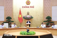 El primer ministro de Vietnam, Pham Minh Chinh, preside una reunión del Gobierno correspondiente al mes de julio. (Fuente: VNA)