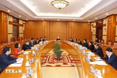El secretario general del Partido Comunista de Vietnam, Nguyen Phu Trong, habla en la primera reunión del subcomité de asuntos de personal del XIV Congreso Nacional del PCV. (Fuente: VNA)