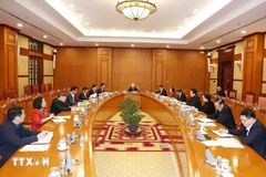 El secretario general del Partido Comunista de Vietnam, Nguyen Phu Trong, habla en la primera reunión del subcomité de asuntos de personal del XIV Congreso Nacional del PCV. (Fuente: VNA)