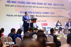 El primer ministro de Vietnam, Pham Minh Chinh, habla en la VII Cumbre Empresarial Vietnam - Estados Unidos. (Fuente: VNA)