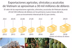 [Infografía] Exportaciones agrícolas de Vietnam crecen en 9,3 por ciento