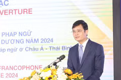 El primer secretario del Comité Central de la UJCHCM, Bui Quang Huy, interviene en la cita. (Foto: VNA)