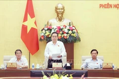 El presidente de la Asamblea Nacional de Vietnam, Tran Thanh Man, interviene en la cita. (Foto: VNA)