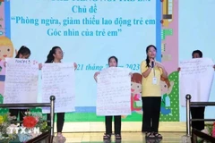 Niños en circunstancias difíciles participan en un foro para escuchar las voces de los niños con el tema "Prevenir y minimizar el trabajo infantil" (Foto: VNA)