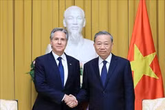 El presidente To Lam recibe al secretario de Estado estadounidense, Antony Blinken. (Foto: VNA)